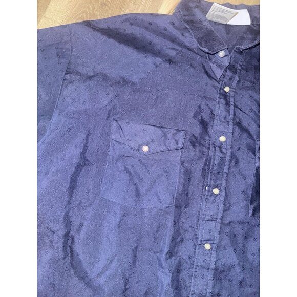 Western Frontier Navy Short Sleeve Button-Up Shirt 2XL Cotton Blend - Picture 4 of 6